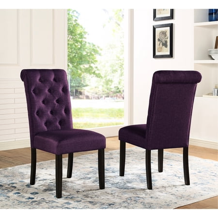 Armless Solid Wood Tufted Chairs / Upgrade Home Dining with 2 - Chair Set