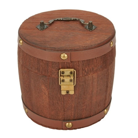 Wodtesl Antique WoodenBarrel Tea Leaf Canister Coffee Flour Beans Storage Box Portable Home Kitchen Wood Tea BarrelTeaware