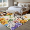 thumbnail image 5 of Spring Dog 5'x7' Area Rug, Rustic Watercolor Botanical Floral Sunflower Washable Non-Slip Soft Rugs, Low-Pile Large Carpet for Living Room Bedroom Dining Room, Non-Shedding Accent Rug, 5 of 9