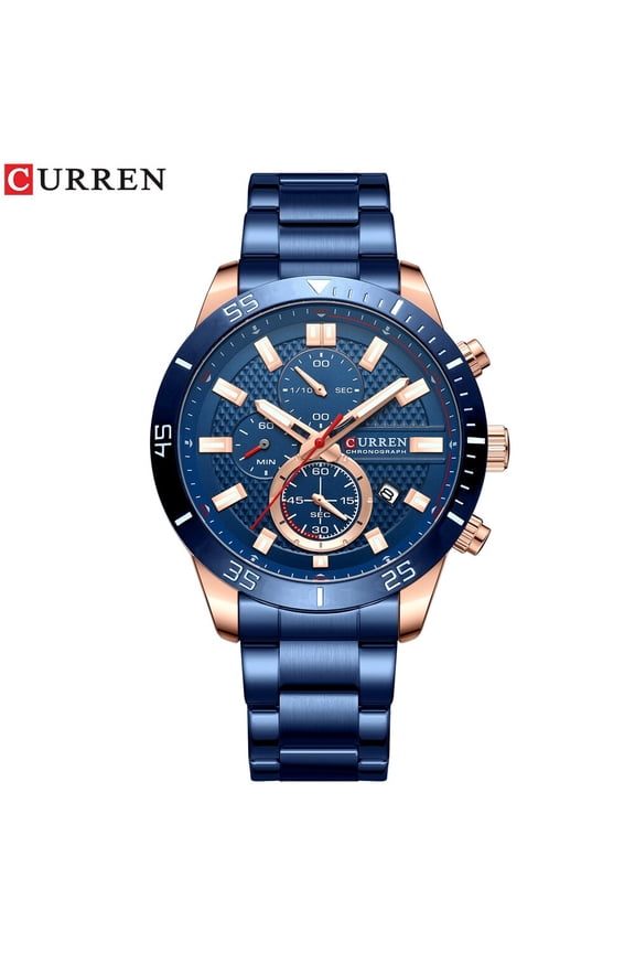 CURREN New Style Watches for Men Sport Stainless Steel Wristwatches with Luminous Point Quartz Movement Clock for Male