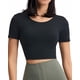 thumbnail image 3 of Tops Cortos de Entrenamiento para Mujer Camisetas de Yoga Acolchadas Sin Costuras Negro XL, 3 of 5