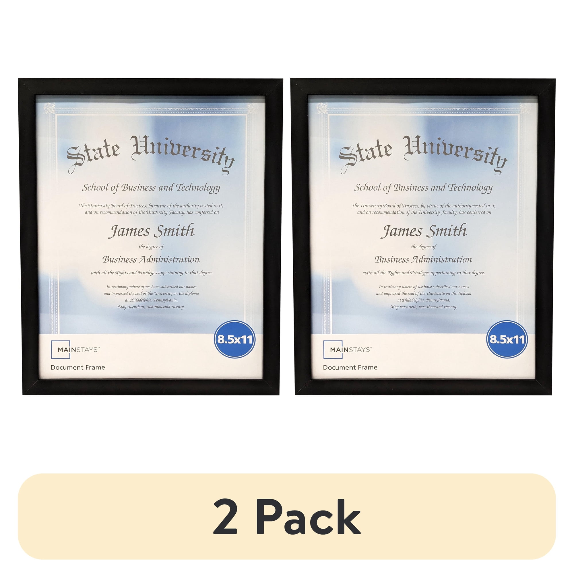 (2 pack) Mainstays 8.5 x 11 Black Document Picture Frame