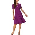 thumbnail image 2 of INSPIRE CHIC Vestido Midi Vintage para Mujeres 2024 Vestidos de Trabajo con Cuello Peter Pan S Púrpura, 2 of 6