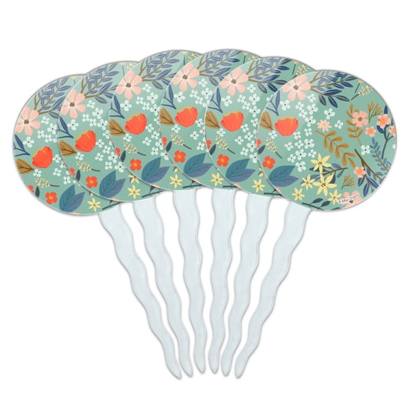 Margarida Flowers Cupcake Picks Toppers Decoration Set of 6