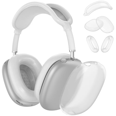 Natural Silicone Case for AirPods Max Earphones Scratch-Resistant Earpads Earmuff Headband Cover (Clear White)