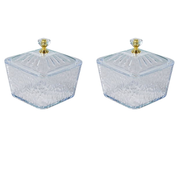 witspace witspace - Juego de 2 platos de acrílico para dulces con tapa, azucarero decorativo con cubierta de cristal, recipiente transparente para galletas, caja de buffet de dulces, contenedor de