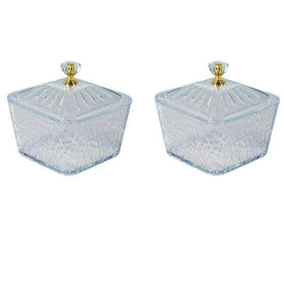 BINGLI BINGLI 2 Pack Acrylic Candy Dish with Lid, Crystal Decorative Covered Sugar Bowl, Clear Cookies Barrel Candy Buffet Box Storage Container for Snack, Gift, Vintage Stripe Style