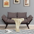 thumbnail image 2 of HOMCOM Convertible Canapé Lit Futon Causeuse Salon avec Oreiller, Réglable 3-Position Canapé-Lit Sale Cadre en Bois, Gris Foncé, 2 of 10