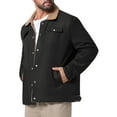thumbnail image 4 of INSPIRE CHIC Men's Winter Coat Collared Button Front Fleece Lining Pockets Trucker Jacket M Black, 4 of 6