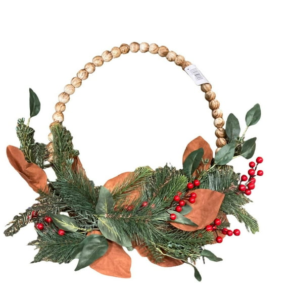 Ashland Christmas Hoop Wreaths with Leaves 17in