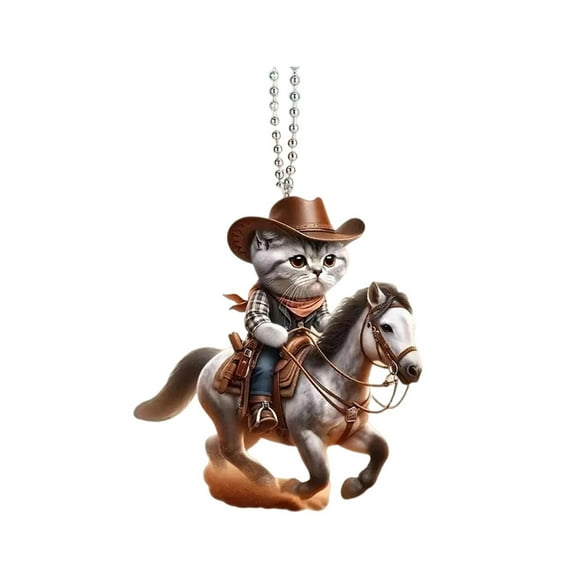 Chanana Gifts for Cat Lovers Ornament, Cowboy Cat Christmas Ornament, 2D Christmas Ornament, Christmas Birthday Gift for Cat Lovers, Black Cat Xmas Decor Tree Hanging, Car Hanging Ornaments