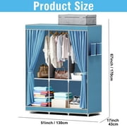 Portable Closet Organizers and Storage, Dustproof Non-Woven Fabric Wardrobe Closet Clothes Rack Shelf for Home, Sky Blue