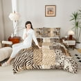 thumbnail image 4 of Feelyou Brown Zebra Print Full Size Comforter Sets for Teen, Fashion Cheetah Leopard Bedding Comforter Set, Chic Abstract Ombre Reversible Bedding Sets, Ultra Soft Bedroom Decor, 3pcs, 4 of 8