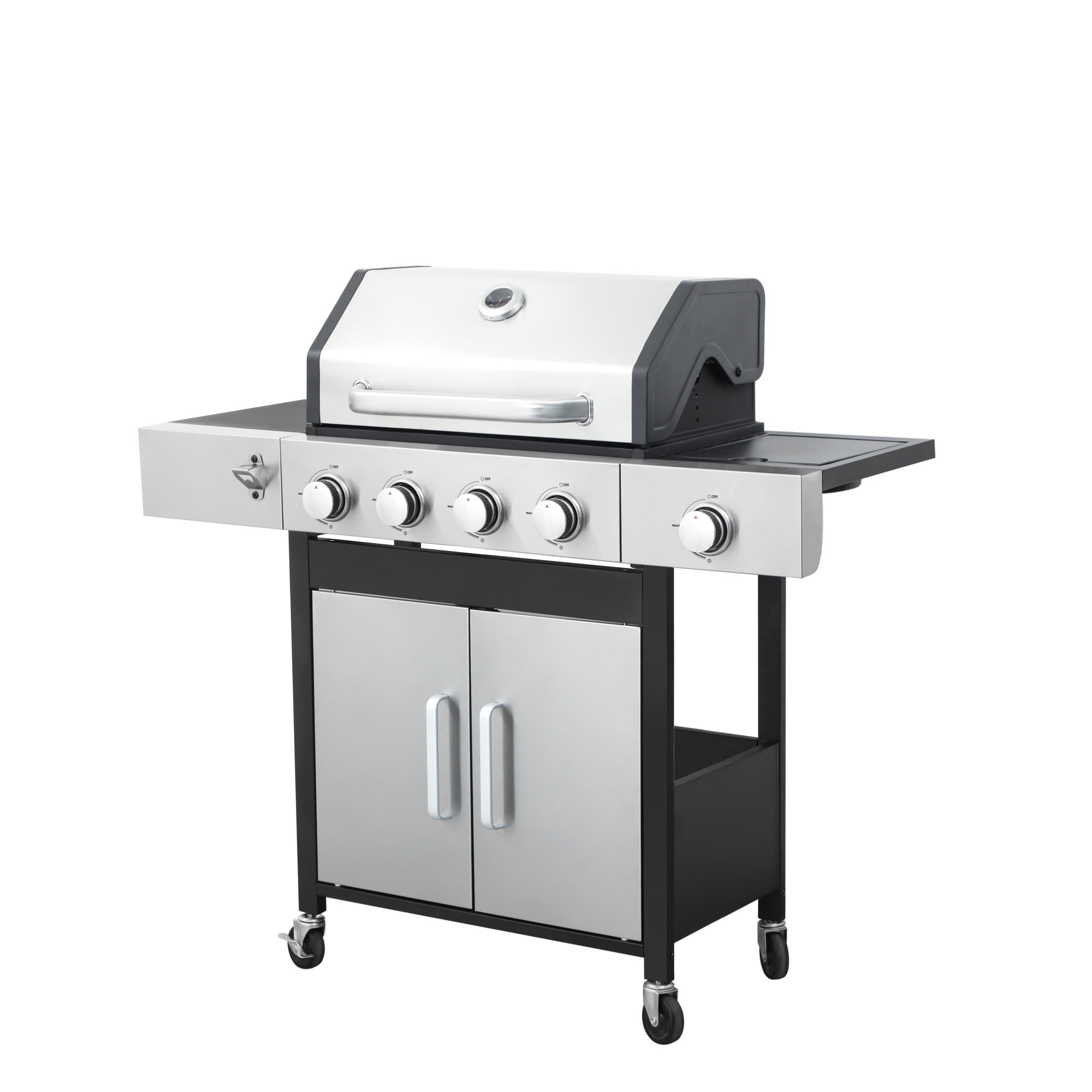 Miniyam 4 Burners BBQ Propane Gas Grill with Side Burner for Outdoor Barbecue, 46790 BTU Output