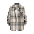 thumbnail image 2 of UVEASISHA Flannel Shacket for Men Plaid Long Sleeve Button Down Shirt Jackets Lightweight Fashion Fall Flannel Shirt Jacket with Pocket,Beige,XL, 2 of 9