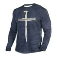 thumbnail image 1 of NaWent T-shirts Graphiques pour Hommes Liquidation Hommes Décontracté Col Rond Chandail à Enfiler Imprimé Blouse à Manches Longues Bleu G Bleu G, 1 of 3