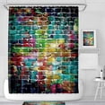 thumbnail image 2 of saxeuu Colorful Graffiti Brick Wall Shower Curtain Hip Hop Multicolor Rainbow Painting Cool Street Fun Aesthetic Decor Fabric Bathroom Polyester Waterproof 72x72 Inch 12-Pack Plastic Hooks WW-VKSU, 2 of 6