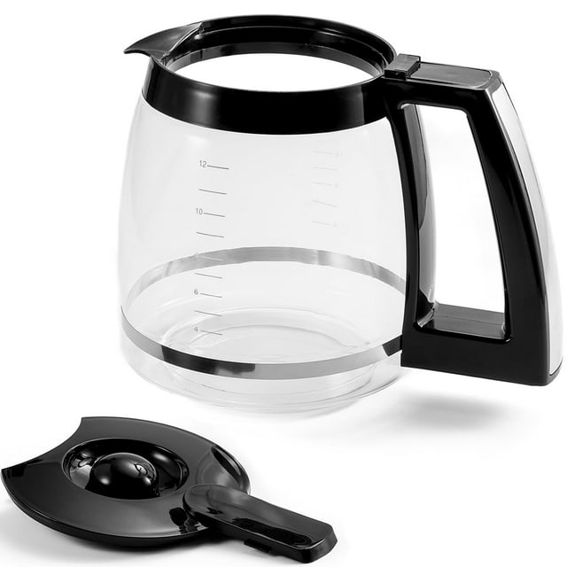 Cafetière de Remplacement en Verre Résistant à la Chaleur avec Poignée Ergonomique et Bec Verseur Facile - Capacité de 12 Tasses, Design Noir et Transparent, Compatible avec DCC-1100BK, DCC-1200PRC, DCC-2650, DGB500BK et Plus