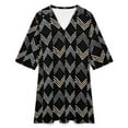 thumbnail image 4 of Arrow Chevron Symbol Black Arrows Womens Dress With Pockets Summer V Neck 3/4 Sleeve Dress Plus Size Loose Dress, 4 of 7