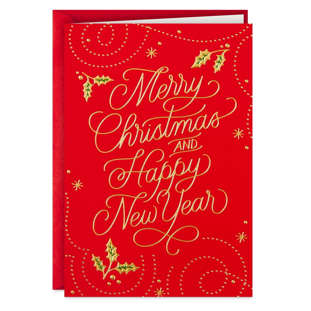 Hallmark Boxed Christmas Cards (Red Merry Christmas, 16 Cards and 17