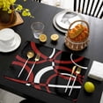 thumbnail image 3 of Red Geometric Placemats Set of 8, Vintage Abstract Stripes Aesthetic Art Placemats for Dining Table, Place Mats for Kitchen Tabletop, Waterproof Wipeable Dining Table Mats Set, 3 of 9