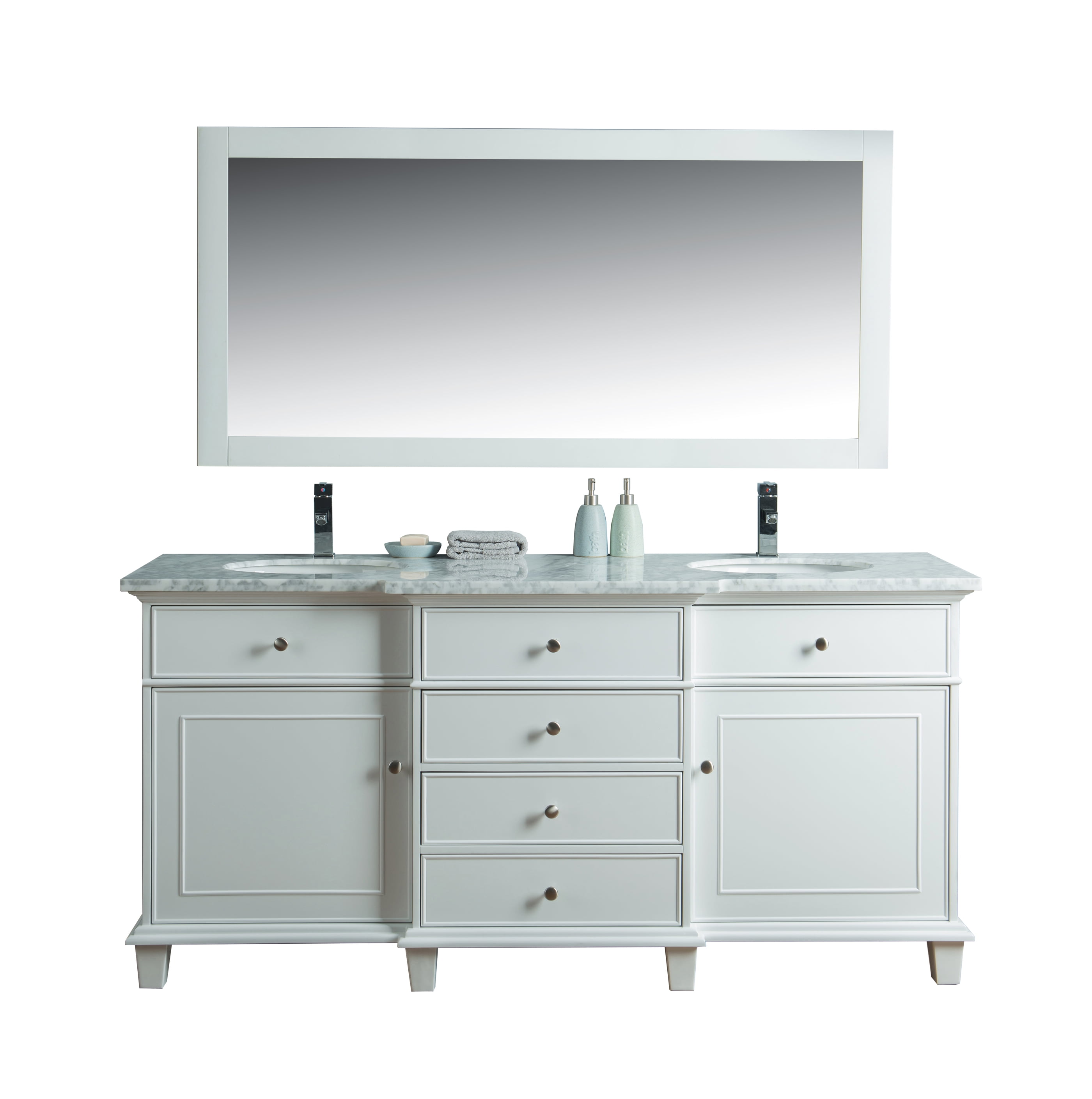 Stufurhome Cadence White 72 Inch Double Sink Bathroom Vanity
