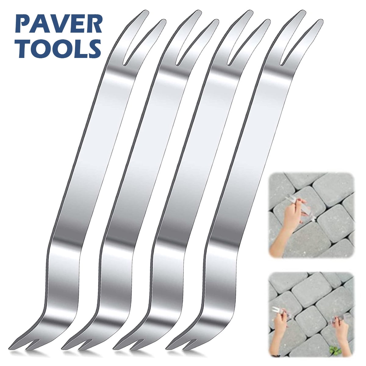 Paver Extraction Removal Raise Sunken Brick & Pavers Locked by Edging & Other Pavers 2PC Set Keyfit Tools Paver Puller Stainless Steel 