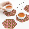 thumbnail image 3 of KLL Drink Coasters Set Hexagon of 4,PU Leather Absorbent Coasters Set Decorative Coffee Cup Coasters Housewarming Gift for Home Decor-Cartoon Pigs, 3 of 5