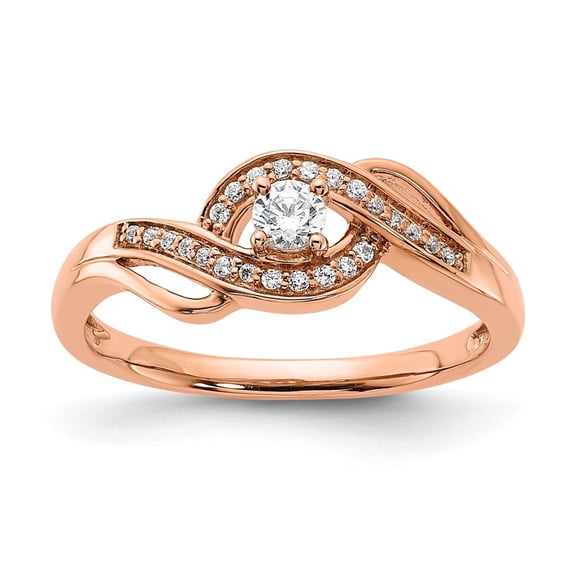Diamond2Deal 14k Rose Gold Lab Grown Diamond VS/SI GH, Petite Bypass Engagement Ring for Women Size- 7