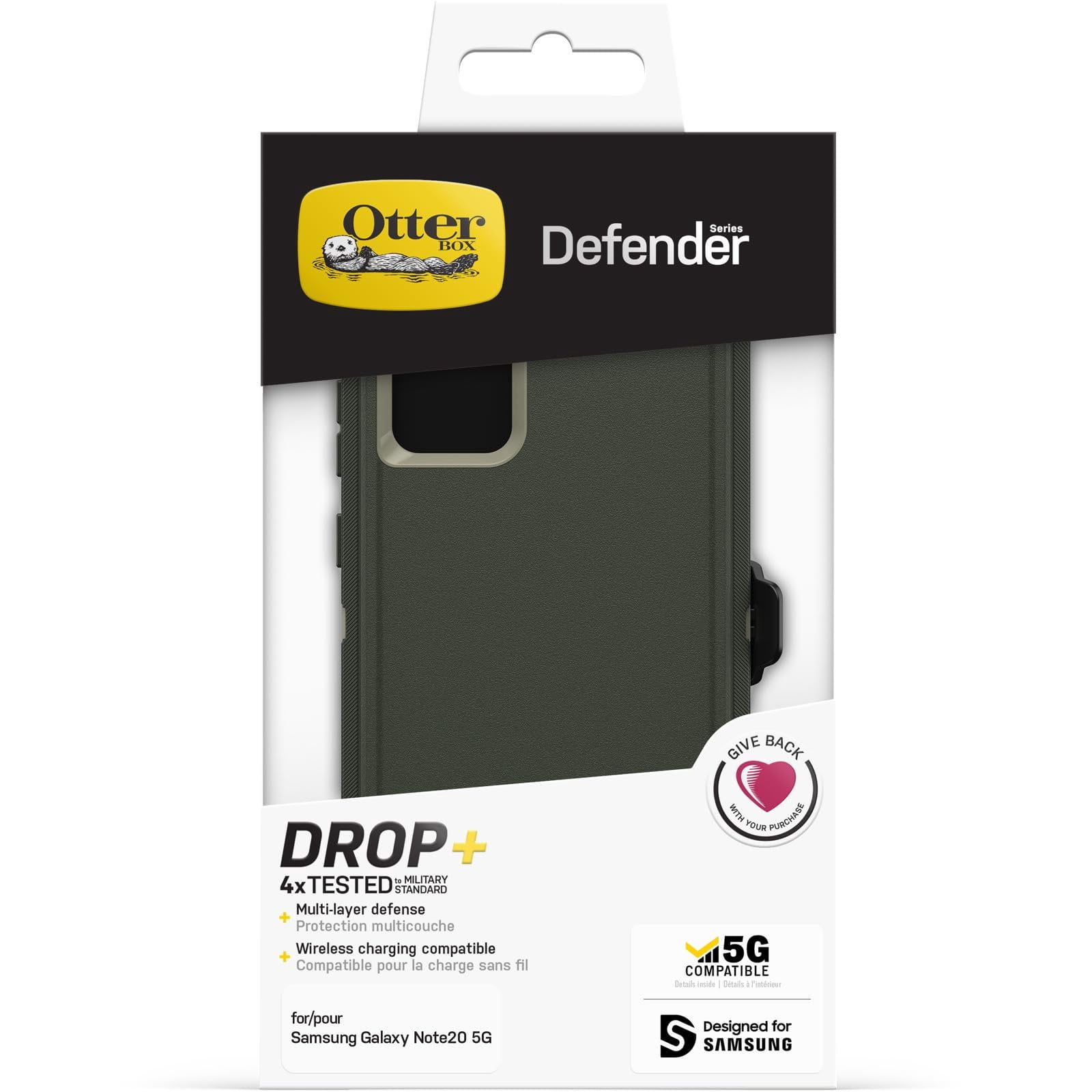 OtterBox Galaxy Note 20 5G Only - Defender Series Case - Lichen The Trek Green - Rugged & Durable - with Port Protection - Holster Clip Included - Non-Retail Packaging