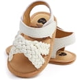 thumbnail image 5 of SOFMUO Baby Girls Knitted Sandals Premium Soft Anti-Slip Rubber Sole Infant Summer Walking Shoes Toddler First Walkers (White,12-18 Months), 5 of 6