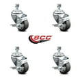 thumbnail image 2 of 3 Inch Thermoplastic Rubber Swivel 3/8 Inch Threaded Stem Caster Set with Brake, 2 of 2