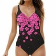 thumbnail image 2 of Huesdet One Piece Swimsuits for Women Button up Swimwear Tummy Control Retro Bathing Suits[Red,S], 2 of 9