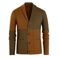 thumbnail image 3 of MAWCLOS Mens Outwear Open Front Cardigan Sweater Long Sleeve Sweaters Knitted Outdoor Color Block Cardigans Brown L, 3 of 6