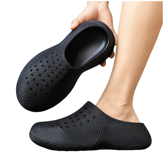Rokment Womens Mens Closed Toe Mule Slides EVA Slip on Clogs Comfort Arch Support Walking Sandals Non-Slip Quick Dry Waterproof Outdoor Beach Pool Casual Nursing Garden Shoes Black Size 5.5
