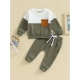 thumbnail image 3 of Toddler Baby Boy Outfits 6M 12M 18M 24M 3Y Long Sleeve Pocket Pull On Sweatshirt Solid Pants Infant Fall Winter Clothes Set, 3 of 10
