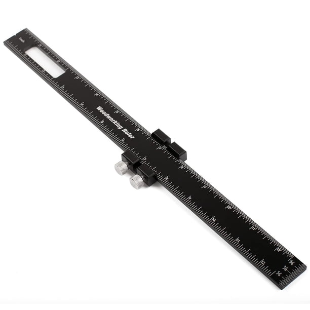 Regla para trabajar la madera Regla de bolsillo de precisión - Regla de marcado de tope deslizante de metal de 12 pulgadas Regla métrica en pulgadas Reglas de trazado para trabajar
