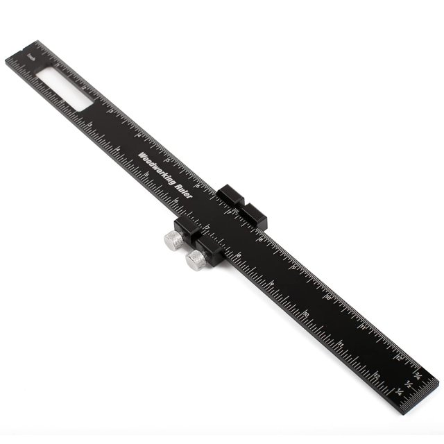 Regla para trabajar la madera Regla de bolsillo de precisión - Regla de marcado de tope deslizante de metal de 12 pulgadas Regla métrica en pulgadas Reglas de trazado para trabajar