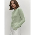 thumbnail image 2 of Women'S Basic Crewneck Sweater Long Sleeve Round Neck Pullover Light Green M, 2 of 5