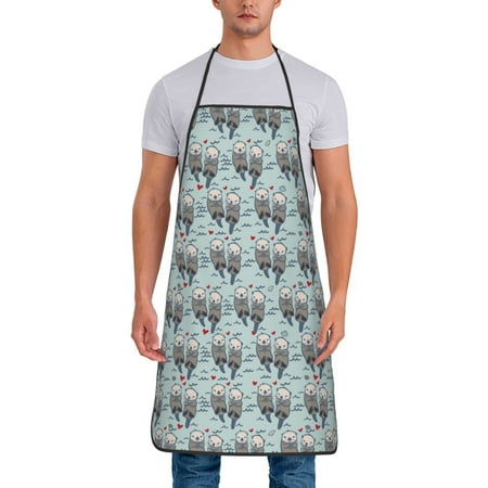 

Matuu Sea Otter for Cooking Apron for Men and Women Adjustable Strap and Waist Ties for Baking Cooking Gardening