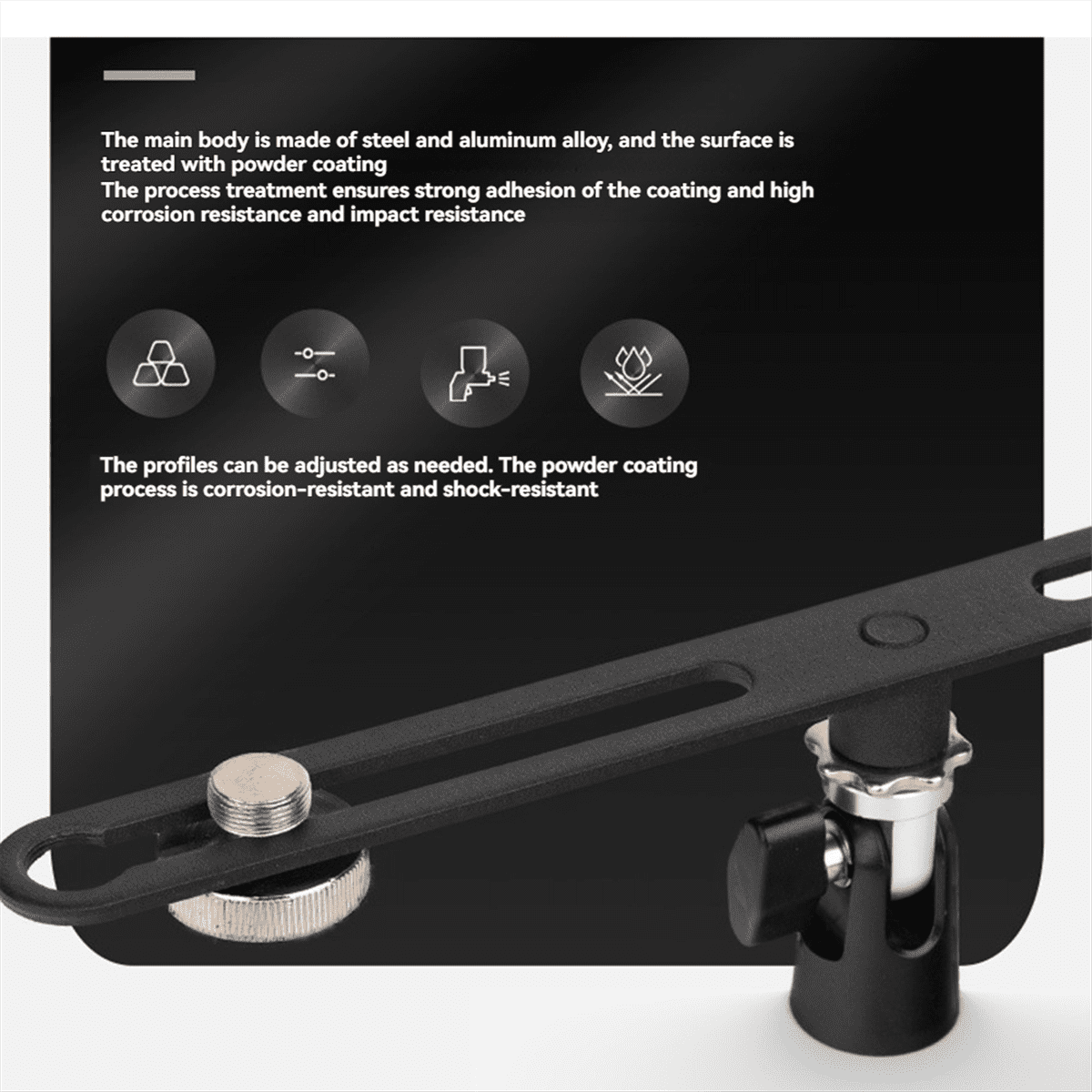 Dual Microphone Stand Extension Bracket for Studio Recording Adjustable Mic Mounts for Enhanced Sound Quality,1 x Dual Microphone Stand Extension Bracket,Black