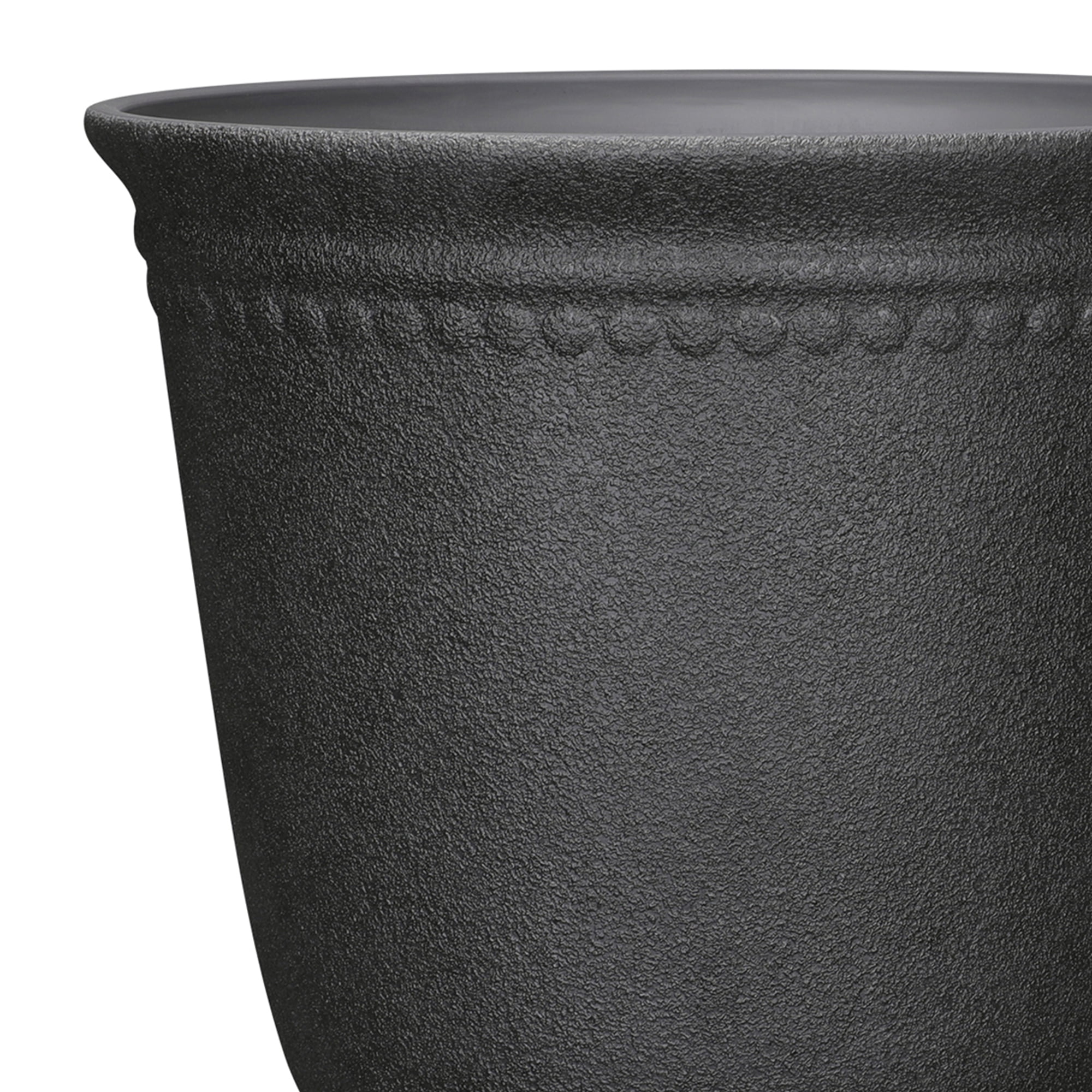 My Texas House Asti Urn Planter, 16 Inch Diameter x 18.1 Inch Height, Black, 100% Recycled Resin