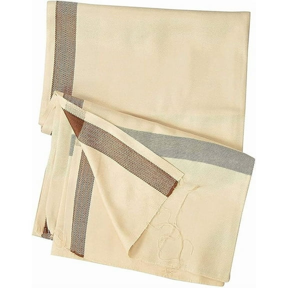 Stylesindia Men's Woven Winter Shawl - Elegant Solid Color Warm Lohi Stoles (35"x70") (Warm Ivory)