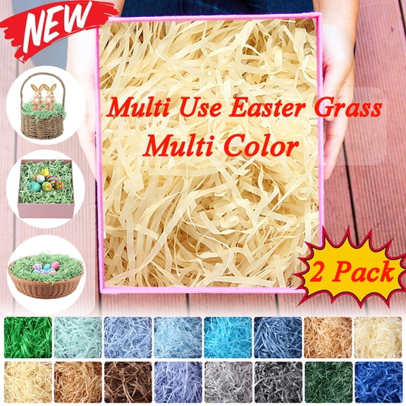 KOYPTL 2 Pack Easter Grass Basket Stuffers 120G Shredded Paper Filler Raffia Grass Crinkle Paper for Easter Gift Wrap Easter Holiday Party Birthday Supplies Easter Valentines Day Decorations