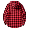 thumbnail image 5 of Horkkom Flannel Shirt Women Long Sleeve Button Down Hoodies Casual Loose Hood Jackets with Pocket L, 5 of 6