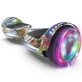 thumbnail image 1 of HOVERSTAR Bluetooth Hoverboard, LBW12A Color cromado o monopatín eléctrico de piel impresa con ruedas intermitentes LED, 1 of 5