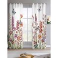 thumbnail image 2 of Spring Floral Sheer Curtains 84 Inch Length 2 Panels Set for Living Room/Bedroom, Watercolor Lavender Daisy Butterflies Botanical Kitchen Curtains Grommet Curtains Window Treatments 42"x84"x2, 2 of 7