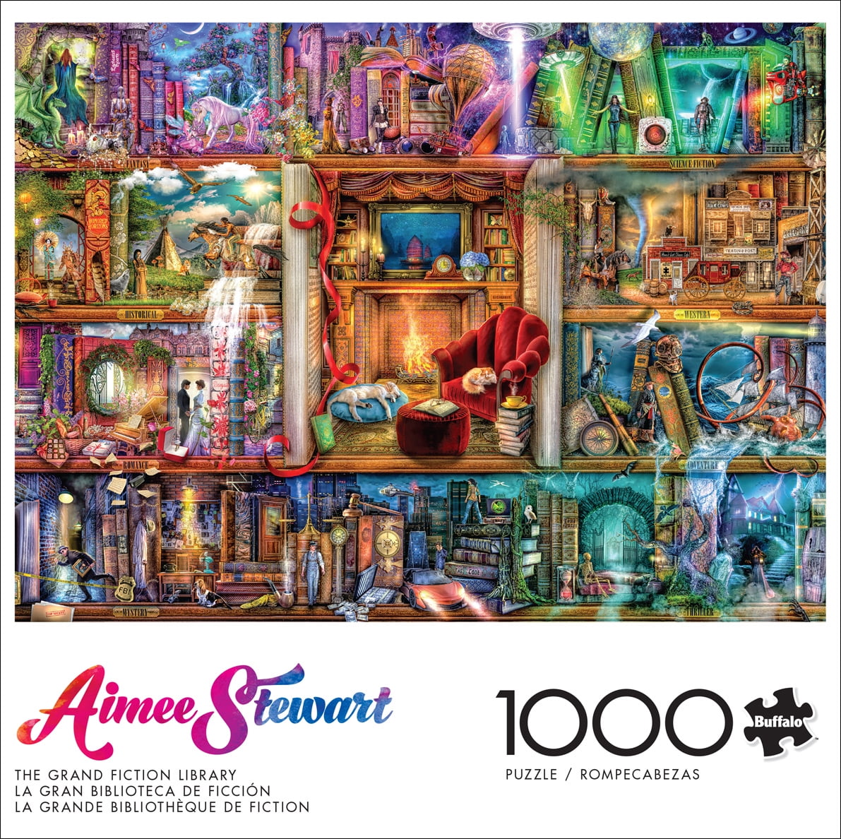 Buffalo Games 1000-Piece Aimee Stewart The Grand Fiction Library Adult Interlocking Jigsaw Puzzle