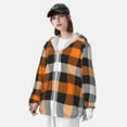 thumbnail image 4 of Pofeuu Orange Plaid Print Sun Protection Outdoor Lightweight Full Zip UV Cooling Hoodie Long Sleeve Summer Clothing for Outdoor Hiking-Large, 4 of 5