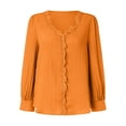 thumbnail image 4 of Blusa de encaje con cuello en V para mujer - Color liso, manga corta, poliéster, camisa elegante y casual para el trabajo o una cita, 4 of 5